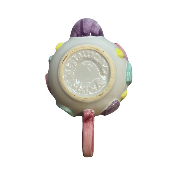 Vintage Bella Casa Teapot By Ganz With Pastel Hearts - Picture 4 of 9